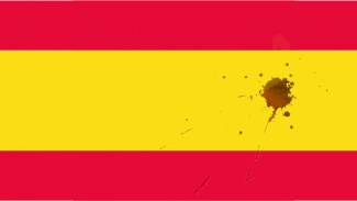 Bandera de España con sangre